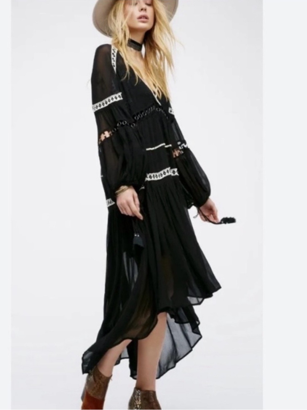 Free People Black Dark Horse Maxi Dress, size XS